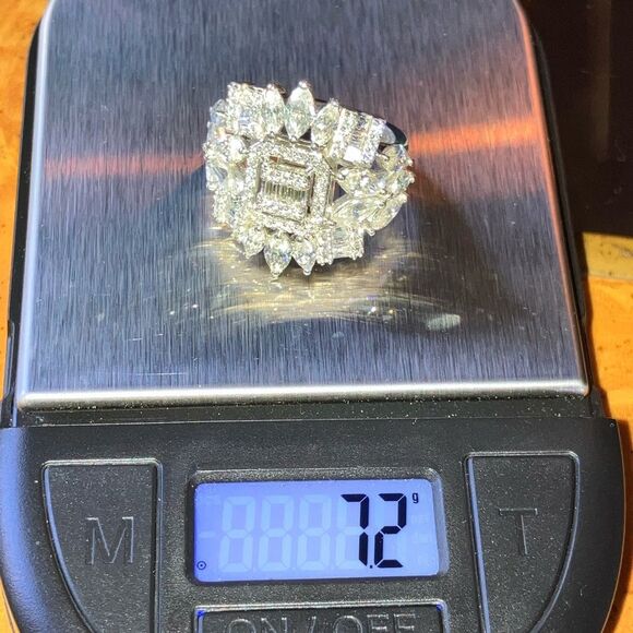 Authentic Moissanite Sterling Silver Cocktail Ring - Picture 9 of 9